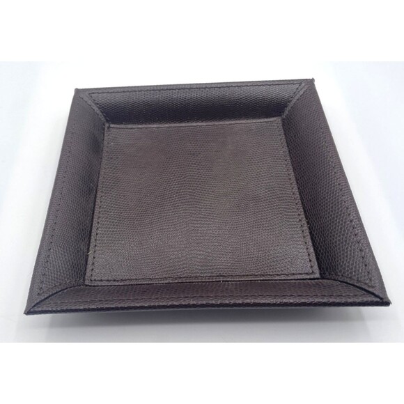 Vegan Leather Valet Tray 8" x 8" Catchall Dresser Coin Change Tray MINT - Picture 1 of 6